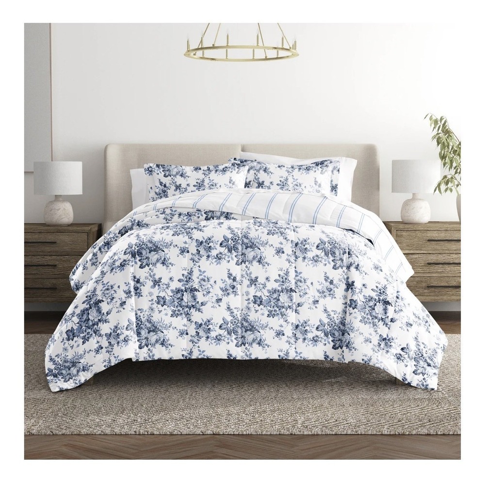 Reversible Floral Botanical Seersucker Breathable Comforter Set Queen 3 Pc $139